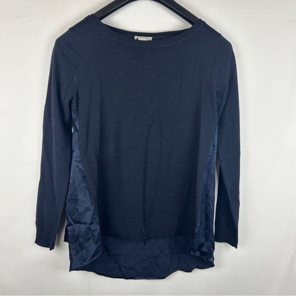 Club Monaco navy Marino wool and silky mixed texture sweater size Small